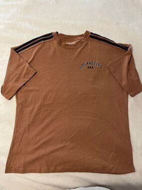 Brown and Navy Blue Los Angeles Jersey Style Graphic Tee